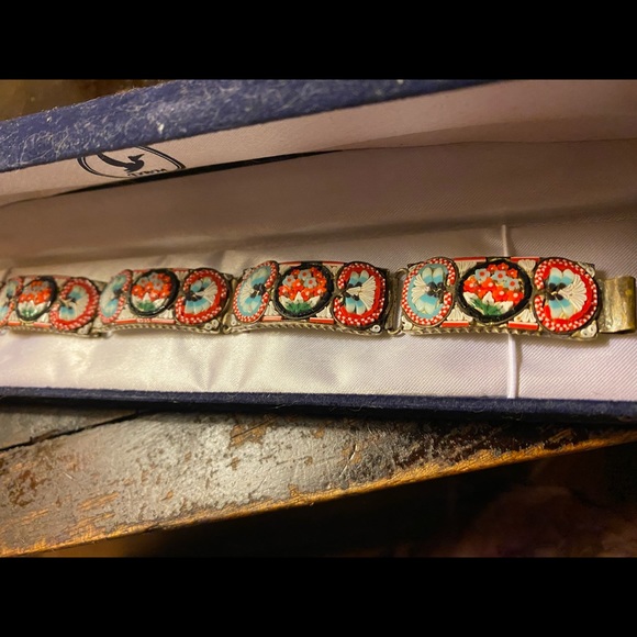 Ruby lane early mosaic bracelets  makers marks hidden on the connection ring. - Picture 7 of 9